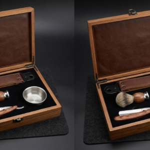 Vintage Straight Razor Kit with Leather Pouch